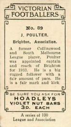 1933 Hoadley's Victorian Footballers #89 Joe Poulter Back